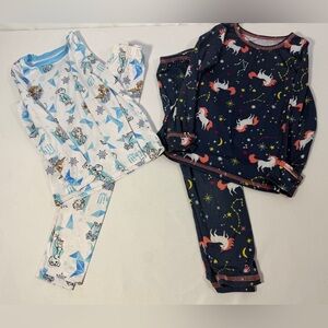 Disney Frozen & Unicorn Pajamas Girls 2T 3T Cuddl Duds Base Layer PJ Set Bundle